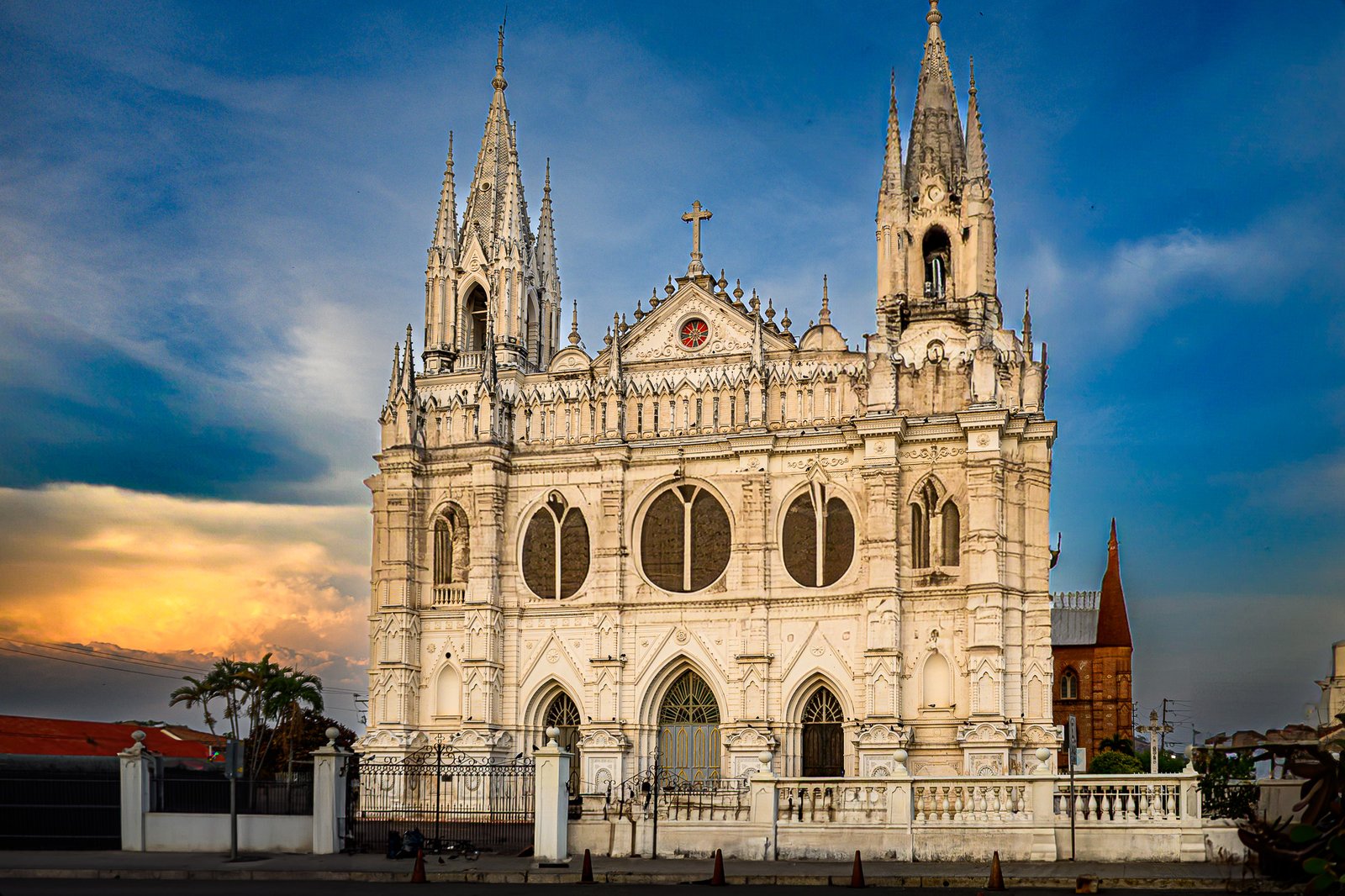 Gothic Cathedral of Santa Ana at sunset