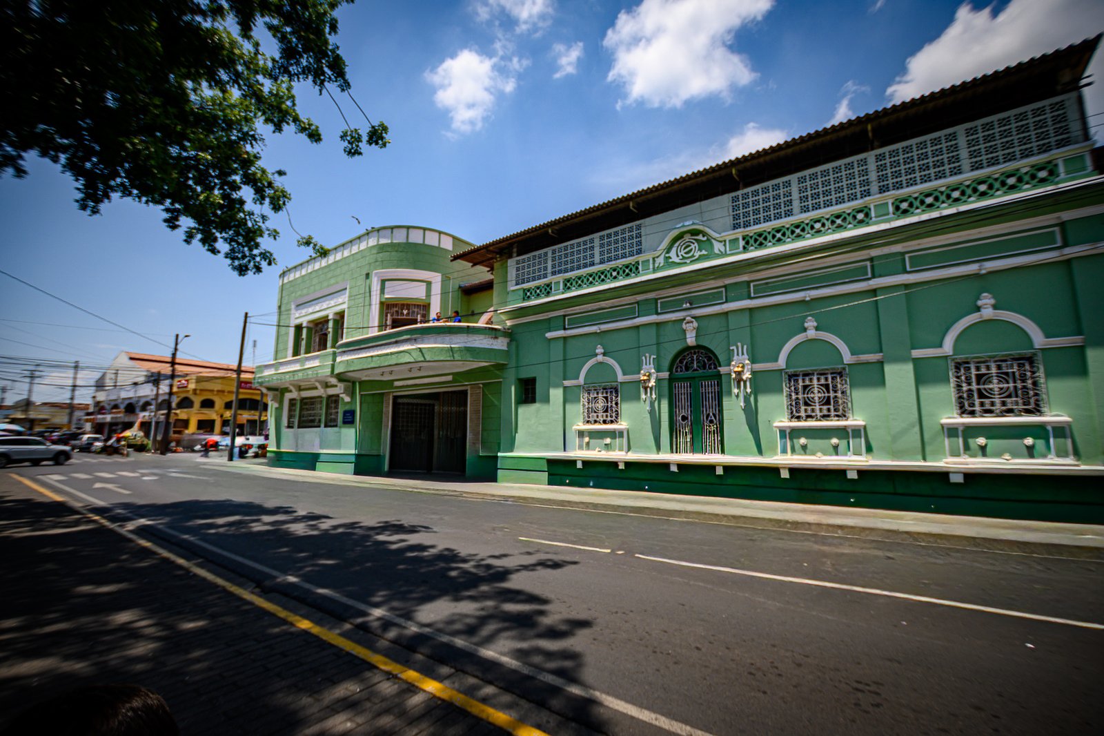 Historic green building in downtown Santa Ana
